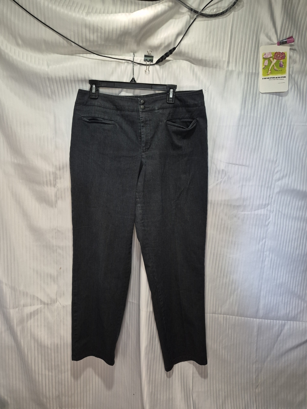 Covington Stretch Straight Leg Slacks in Charcoal Black Size 16W